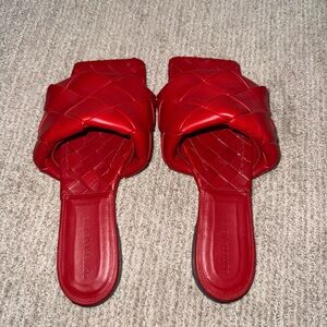 Bottega Veneta Red Quilted Sandals